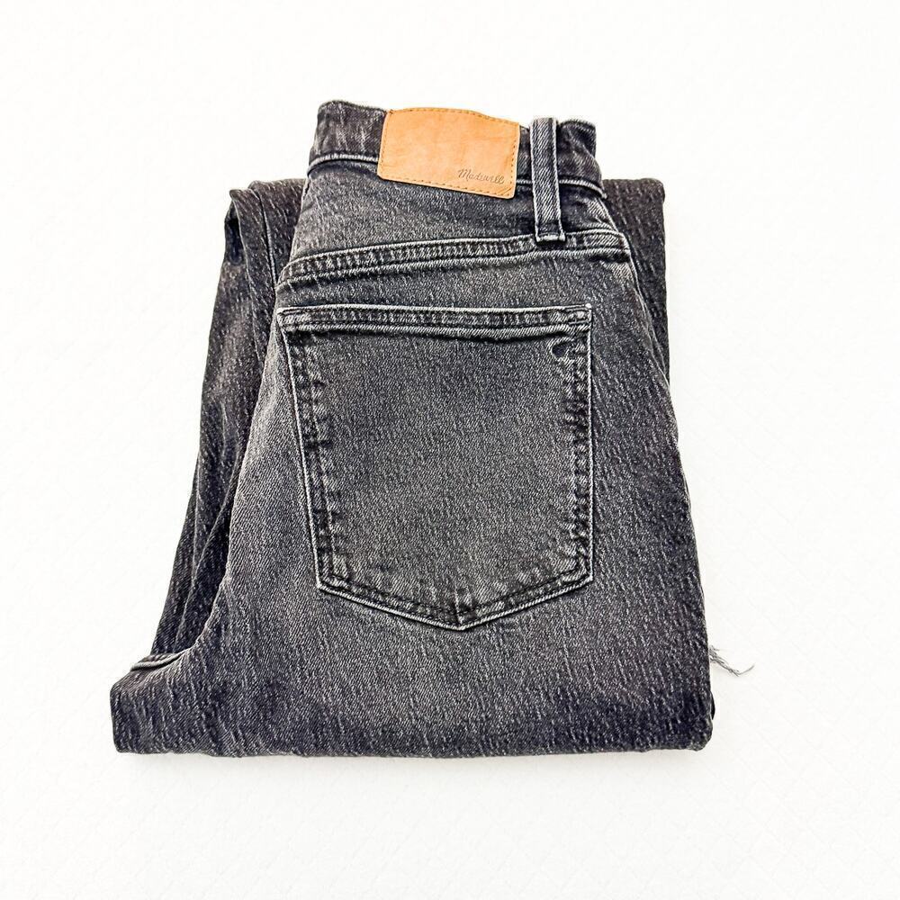 Madewell Balloon Charcoal Black Wash Frayed Hem Denim Stretch Jeans Size 23